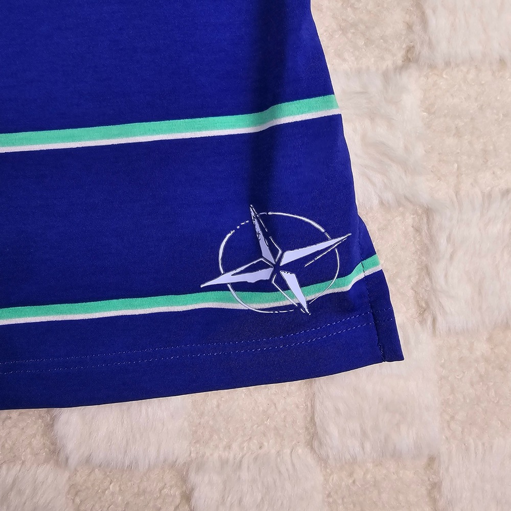 Draddy Sport Mens XL Polo Shirt Striped Blue‎ Golf USA Made Acorn Logo - Picture 7 of 9